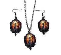XFSRG Accessoires Gothique Halloween Femme Bijoux d'Halloween Ensemble Boucles d'Oreilles et Collier Sorcière Vintage