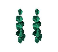 XFSRG Acrylique Fleur Pétale Boucles D'oreilles Longues en Pétale de Rose Pendantes Boucles D'oreilles Pour Femmes Filles Mariage Valentin Noël Cadeau(Vert)