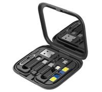 XFSRG Adaptateur USB de Voyage Universel Kit Compact avec Câble Type-C Connecteurs Micro USB Lightning Miroir Intégré pour Support Smartphone