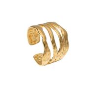 XFSRG Anneau d'Or Élégant pour Femmes Bague en Or Martelé avec Design Moderne Accessoire Parfait pour Toutes Occasions