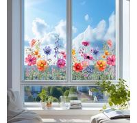 XFSRG Autocollant Fenêtre Fleurs Printemps PVC Plantes Papillon Stickers Fenêtre Déco Fenêtre Maison (Fleur, 30x60cm)