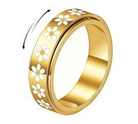 XFSRG Bague Tournante Marguerite en Acier Inoxydable Bague Fidget Anti Stress à Rotation Fluide Bijou Rotatif Bande Bijou Anti-Angoisse Cadeau Femme