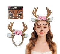 XFSRG Bandeau En Bois Bandeaux Mode Pour Femmes Avec Autocollant En Forme De Diamant Déguisement Animal Fille Nature Serre Tete Carnaval Festival Headband Pour Fêtes Masquées(B)