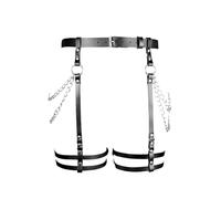 XFSRG Bijoux de Corps Harnais Gothique Chaînes Taille Chaîne de Jambe Porte-Jarretelles Punk Rock Accessoire Mode Alternative Ceinture avec Bretelles Réglable Métal Argenté