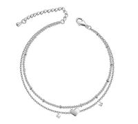 XFSRG Bijoux Femme Bracelet Cheville Argent Double Chaîne Coeur Élégant Plage Été