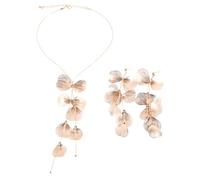 XFSRG Bijoux Femme Éclatants Fleurs Parure Boucles d'Oreilles et Collier Élégant pour Toutes Occasions (Or)
