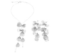 XFSRG Bijoux Femme Éclatants Fleurs Parure Boucles d'Oreilles et Collier Élégant pour Toutes Occasions (Argent)