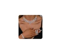 XFSRG Bijoux Femme Élégante Parure Collier et Boucles d'Oreilles Bracelet en Strass Élégant et Simple Idéal pour Mariage Soirée