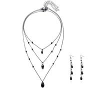 XFSRG Bijoux Femme Élégants Colliers Perle Parures Noir et Rouge Mode pour Toutes Occasions (Noir)