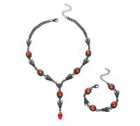 XFSRG Bijoux Femme Élégants Colliers Perle Parures Noir et Rouge Mode pour Toutes Occasions (Noir et rouge)