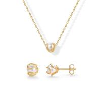 XFSRG Bijoux Femme Parure Bijoux Perle Collier Femme Or et Boucles d'Oreilles Élégantes pour Toutes Occasions (Or)