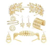 XFSRG Bijoux Femme Parure Dorée Feuilles Perles Ensemble Mariage Élégant Accessoires (Or-2)