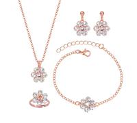 XFSRG Bijoux Femme Parure Ensemble Bijoux Élégant Ensemble en avec Cristaux Brillants pour Toutes Occasions(Or rose)