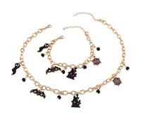 XFSRG Bijoux Femme Parure Halloween Fantaisie Collier Perle Bracelet Charms Gothique