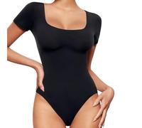 XFSRG Body Femme Sexy Stretch Top Couleur Unie Elegant Bodysuit Justaucorps pour Clubwear Streetwear Vacances(Noir/M)