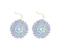 XFSRG Boucle d’Oreille Boho en Perles Tissées à la Main dans un Style Ethnique Design Rond Longueur 5 cm Adaptées aux Jeans et Robes pour Femmes et Usage Quotidien (Bleu)