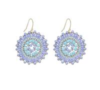 XFSRG Boucle d’Oreille Boho en Perles Tissées à la Main dans un Style Ethnique Design Rond Longueur 5 cm Adaptées aux Jeans et Robes pour Femmes et Usage Quotidien (Bleu)