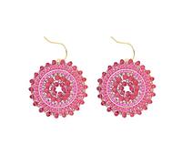 XFSRG Boucle d’Oreille Boho en Perles Tissées à la Main dans un Style Ethnique Design Rond Longueur 5 cm Adaptées aux Jeans et Robes pour Femmes et Usage Quotidien (Rose rouge)