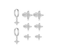 XFSRG Boucles d’Oreilles 14K Or Femme Ensemble 4 Paires Trèfle hypoallergénique Or 14 carats Délicates boucles d'oreilles CZ légance Discrète pour au Quotidien
