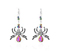 XFSRG Boucles d’Oreilles Halloween Femme Araignées Scintillantes avec Gouttes de Pierres Précieuses Pendants Légers et Audacieux Bijoux Gothiques pour Fête et Quotidien (Couleur)