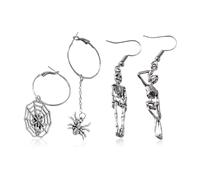 XFSRG Boucles d’Oreilles Halloween Femme Vintage Gothic Punk Pendants avec Motifs Classiques d’Halloween Bijoux pour Soirée Déguisée et Usage Quotidien (Argent-2)