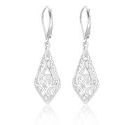 XFSRG Boucles d’Oreilles Pendantes Femme Or 14K Motif Losange Ajouré Style Vintage Élégant Bijoux Pour Soirée Mariage Événements Spéciaux
