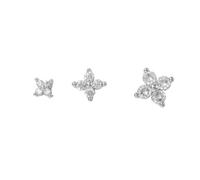 XFSRG Boucles d’Oreilles Puces Mini en Zirconia Trèfle à Quatre Feuilles 3mm 4mm 5mm pour Lobe Cartilage Empilables Légères et Élégantes (Argent)