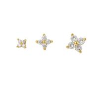 XFSRG Boucles d’Oreilles Puces Mini en Zirconia Trèfle à Quatre Feuilles 3mm 4mm 5mm pour Lobe Cartilage Empilables Légères et Élégantes (Or)