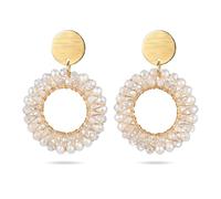 XFSRG Boucles D'oreilles Boheme Chic Perles Rondes Tissage Boucles