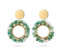 XFSRG Boucles D'oreilles Boheme Chic Perles Rondes Tissage Boucles
