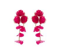 XFSRG Boucles d'Oreilles Bohemien Fleurs Boucles D'oreilles Femme Pendantes Hypoallergénique Fleurs Exagérées Earrings Plage Et Été Bijou Cadeaux Originaux (Rouge rosé)