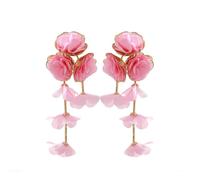 XFSRG Boucles d'Oreilles Bohemien Fleurs Boucles D'oreilles Femme Pendantes Hypoallergénique Fleurs Exagérées Earrings Plage Et Été Bijou Cadeaux Originaux (Rose)