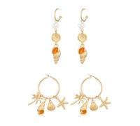 XFSRG Boucles D'oreilles Coquillage Pendantes Forme Conque Étoile de Mer Coquille Saint Jacques Créoles Bohème Plage Bijoux Été Femme Accessoires Vacances Soirée Mariage