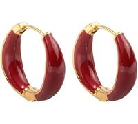 XFSRG Boucles d'oreilles créoles élégantes pour femme en Alliages avec finition dorée et émail rouge Bijoux tendance pour toutes occasions