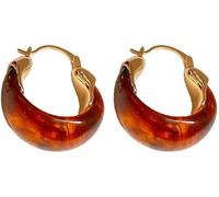 XFSRG Boucles d'oreilles créoles en Alliages pour femmes design élégant avec finition dorée et résine ambrée bijoux tendance pour toutes les occasions