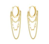 XFSRG Boucles D'oreilles Créoles Multichaînes Cascade Argent 925 Bijoux Femme Élégants Accessoires Minimalistes Anneaux