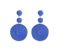 XFSRG Boucles d'oreilles en Paille Faites à la Main pour Femmes Boho Raphia Ball Straw Wicker Braid Hoop Drop Dangle Boucles d'oreilles pour Filles