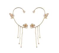 XFSRG Boucles d'Oreilles Enroulées en Forme de Papillon Fleurs Zircon Brillant Vintage Sans Perçage Clip d'Oreille Hypoallergénique pour Femmes et Filles