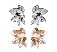XFSRG Boucles d'Oreilles Femme Élégantes en Cristal Violet Bijoux Fantaisie pour Toutes Occasions (Blanc+Champagne)