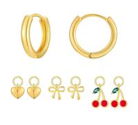 XFSRG Boucles d'Oreilles Femme Ensemble de Créoles en Or avec Charms Variés Élégants et Modernes pour Toutes Occasions(Or-2)