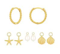 XFSRG Boucles d'Oreilles Femme Ensemble de Créoles en Or avec Charms Variés Élégants et Modernes pour Toutes Occasions(Or-1)