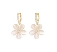 XFSRG Boucles d'Oreilles Femme Fleur Plaqué Or Zirconium, Créoles Pendantes Fantaisie, Bijoux Mode pour Toutes Occasions