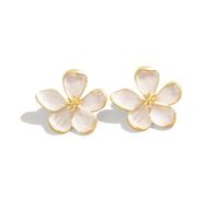 XFSRG Boucles d'Oreilles Femme Forme de la Fleur Bijoux Pendantes Acier Inoxydable Hypoallergénique Élégant Créoles Vintage Mariage Cérémonie Cadeau Mode Tendance (Blanc)