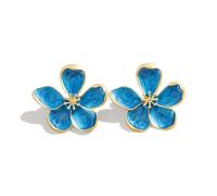 XFSRG Boucles d'Oreilles Femme Forme de la Fleur Bijoux Pendantes Acier Inoxydable Hypoallergénique Élégant Créoles Vintage Mariage Cérémonie Cadeau Mode Tendance (Bleu)