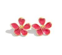 XFSRG Boucles d'Oreilles Femme Forme de la Fleur Bijoux Pendantes Acier Inoxydable Hypoallergénique Élégant Créoles Vintage Mariage Cérémonie Cadeau Mode Tendance (Rouge)