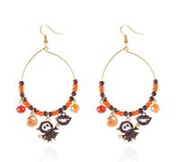 XFSRG Boucles d'Oreilles Femme Halloween Cercle Noir et Rouge avec Charms Chauve-Souris Bijoux Fantaisie pour Soirées et Festivals (B)