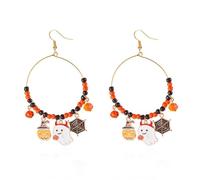 XFSRG Boucles d'Oreilles Femme Halloween Cercle Noir et Rouge avec Charms Chauve-Souris Bijoux Fantaisie pour Soirées et Festivals (D)
