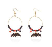 XFSRG Boucles d'Oreilles Femme Halloween Cercle Noir et Rouge avec Charms Chauve-Souris Bijoux Fantaisie pour Soirées et Festivals (A)