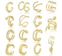 XFSRG Boucles d'Oreilles Femme Or Ensemble de 16 Boucles d'Oreilles Élégantes et Modernes pour Toutes Occasions Bijoux Femme (Or)