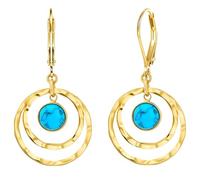 XFSRG Boucles d'Oreilles Femme Pendantes Cercle Double Pierre Turquoise Boucle d'Oreille Piercing Oreille Ear Cuff Mode Bijoux per Fête de Mariage Banquet (Or)
